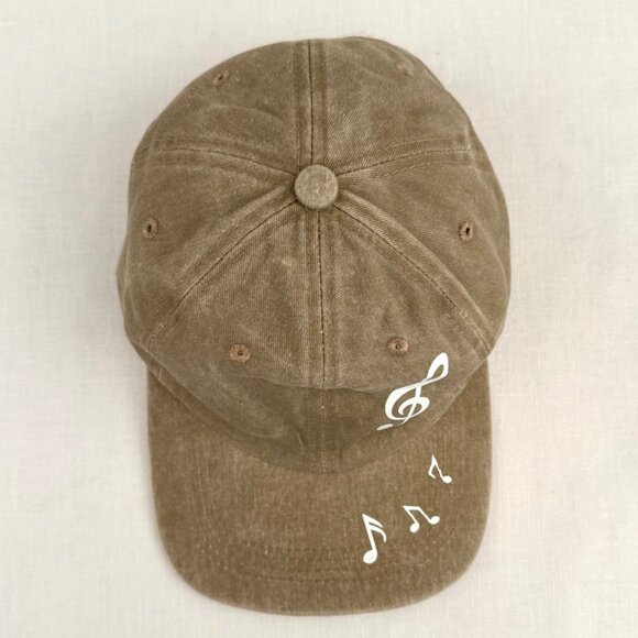 Music Note Hat Khaki Tan Graphic Print Treble Clef Baseball Cap by Infashule - Picture 7 of 11